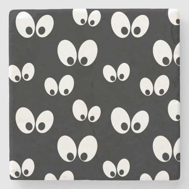 Halloween Eyes Pattern Stone Coaster (Front)