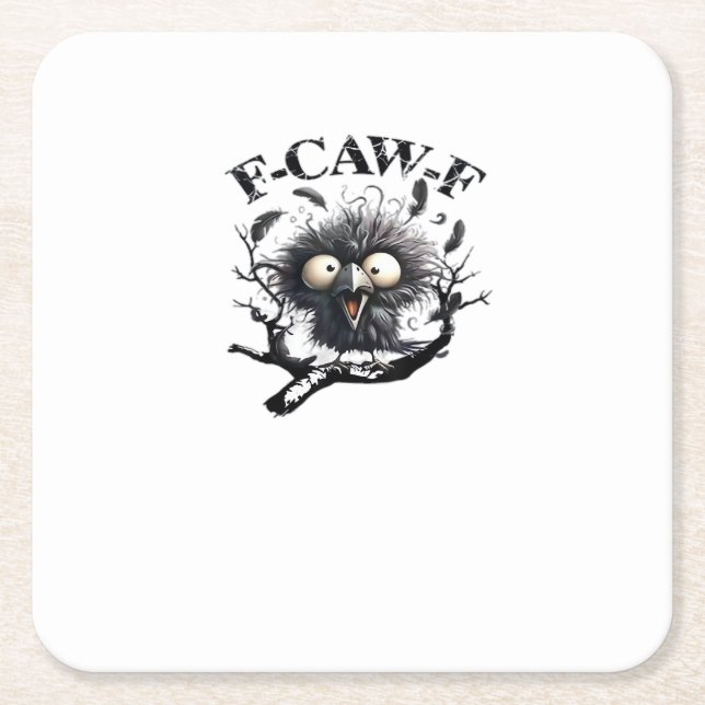 Halloween F-Caw-F Bird Cool Unique Square Paper Coaster (Front)