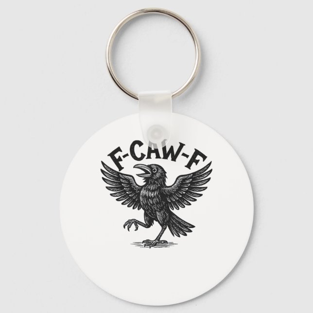 Halloween F-Caw-F Bird Crow Women Men Minimal Clea Keychain (Front)