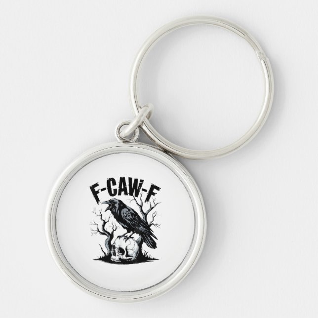 Halloween F-Caw-F Bird Crow Women Men Retro Classi Keychain (Front)