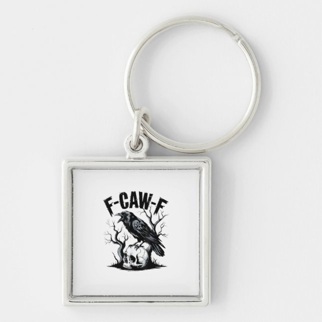 Halloween F-Caw-F Bird Crow Women Men Retro Classi Keychain (Front)