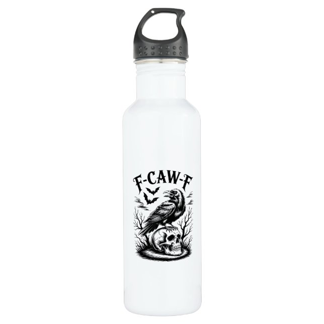 Halloween F-Caw-F Bird Crow Women Men Trendy Casua 710 Ml Water Bottle (Front)