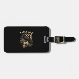 Halloween F Caw F Raven Bird Checkered Vintage Sty Luggage Tag