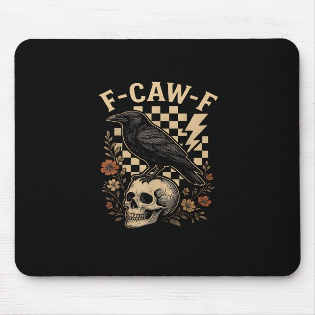 Halloween F-Caw-F Raven Bird F-Caw-F Crow Checkere Mouse Pad (Front)