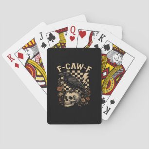 Halloween F-Caw-F Raven Bird F-Caw-F Crow Checkere Playing Cards
