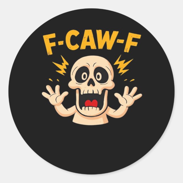 Halloween F-Caw-F Skull Classic Round Sticker (Front)