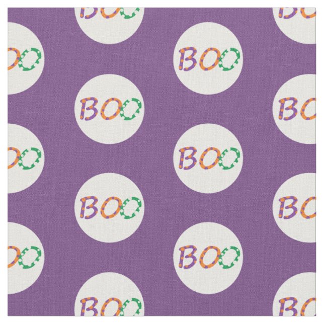 Halloween fabric with colourful "Boo" (Close Up)