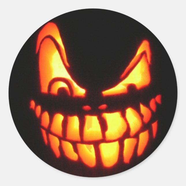 halloween face classic round sticker (Front)