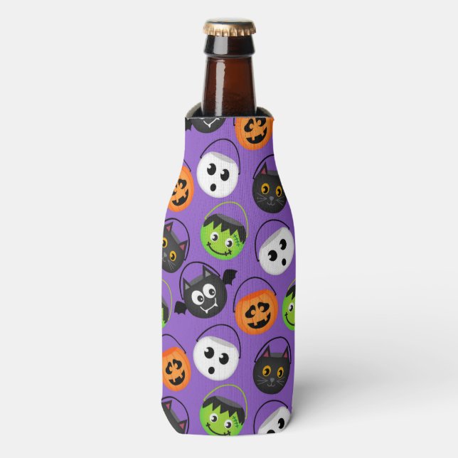 Halloween Faces Bottle Cooler (Bottle Front)