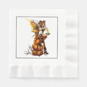 Halloween Fairy Pumpkin Party Cocktail Napkin