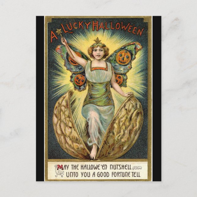 Halloween Fairy Vintage Postcard (Front)