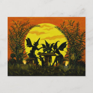 Halloween fairy witches postcard