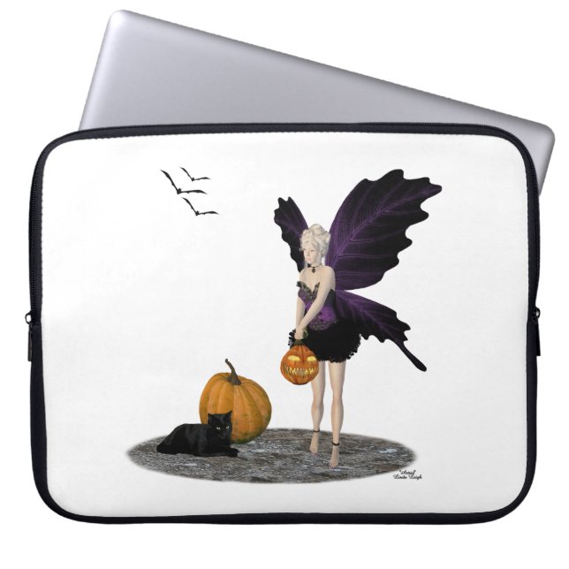 Halloween Fairy With Pumpkin Laptop Sleeve (Front)