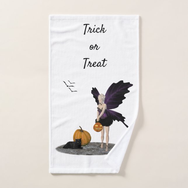 Halloween Fairy With Pumpkins Hand Towel (Hand Towel)
