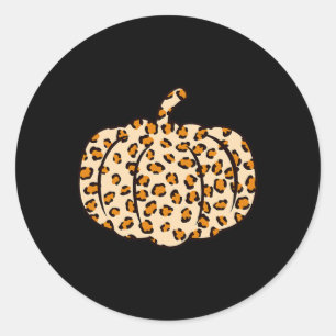 Halloween Fall animal Leopard Pumpkin Classic Round Sticker