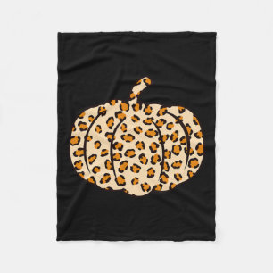 Halloween Fall animal Leopard Pumpkin  Fleece Blanket