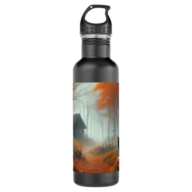 Halloween/Fall/Autumn/pumpkin/cat  710 Ml Water Bottle (Front)