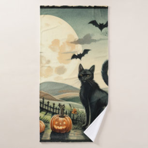 Halloween/Fall/Autumn/pumpkin/cat Bath Towel