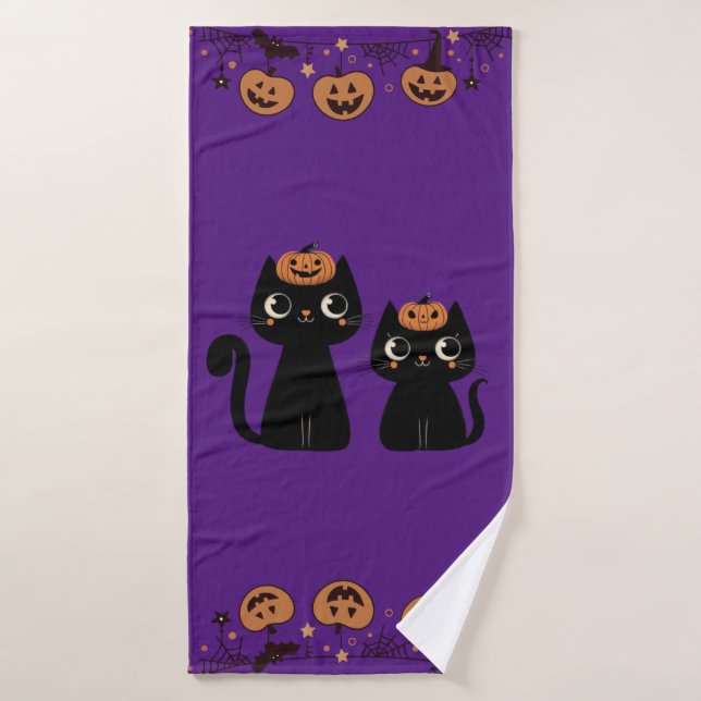 Halloween/Fall/Autumn/pumpkin/cat Bath Towel (Bath Towel)