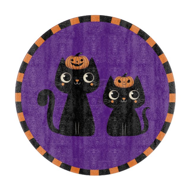 Halloween/Fall/Autumn/pumpkin/cat Cutting Board (Front)