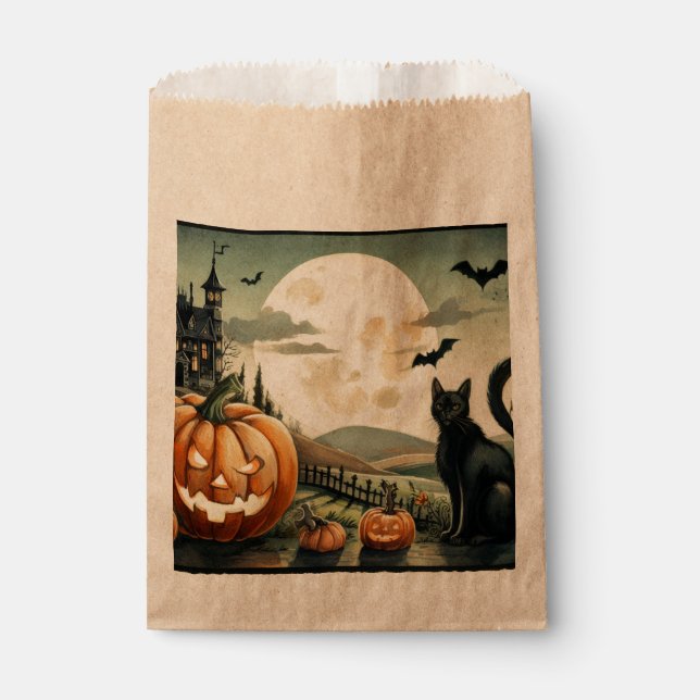 Halloween/Fall/Autumn/pumpkin/cat Favour Bag (Front)