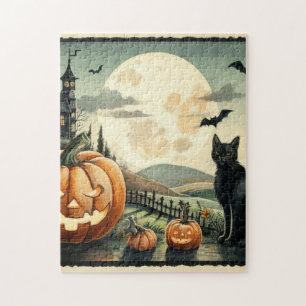 Halloween/Fall/Autumn/pumpkin/cat Jigsaw Puzzle