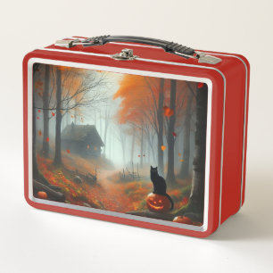 Halloween/Fall/Autumn/pumpkin/cat Metal Lunch Box