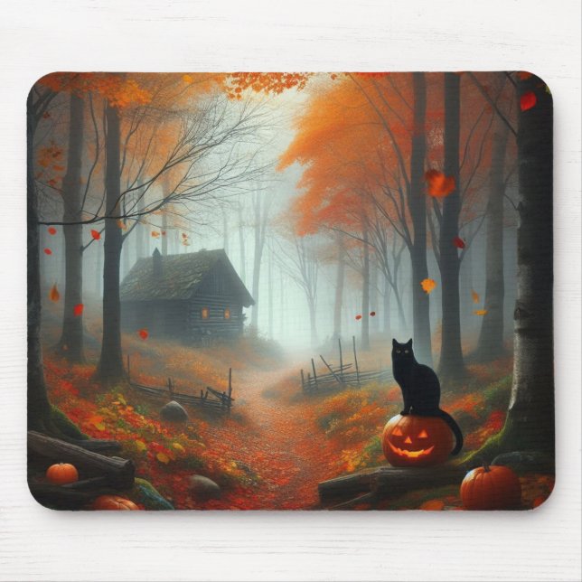 Halloween/Fall/Autumn/pumpkin/cat  Mouse Pad (Front)
