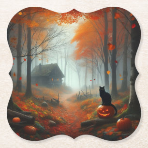 Halloween/Fall/Autumn/pumpkin/cat  Paper Coaster