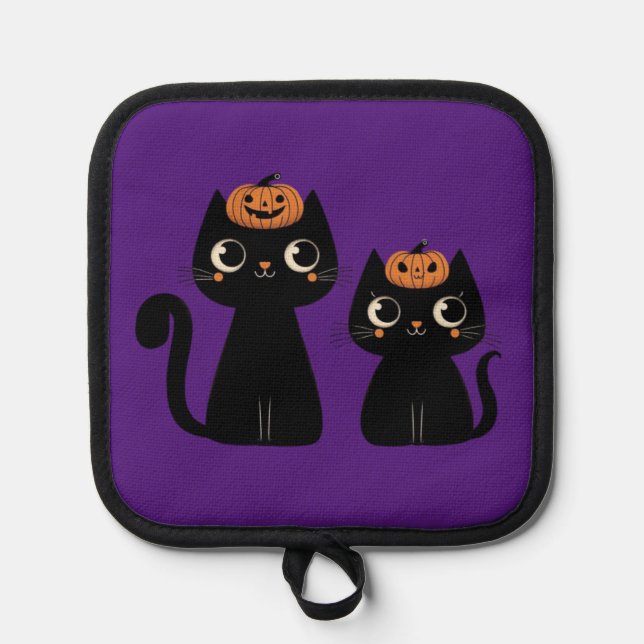 Halloween/Fall/Autumn/pumpkin/cat Pot Holder (Front)