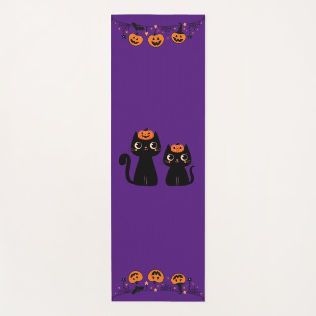 Halloween/Fall/Autumn/pumpkin/cat Yoga Mat (Front)