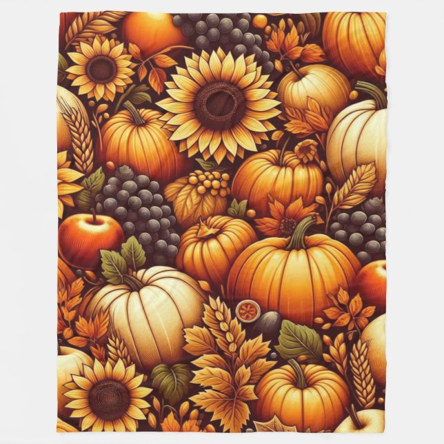Halloween/Fall/Autumn/pumpkin Fleece Blanket (Front)