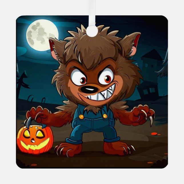 Halloween/fall/autumn/werewolf/cartoon Metal Ornament (Front)