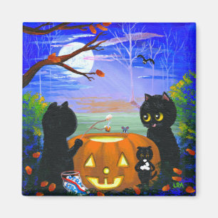 Halloween Fall Black Cat Creationarts Magnet