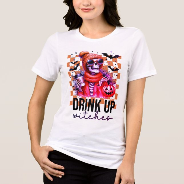 Halloween Fall Festival Skeleton Coffee Tri-Blend Shirt (Front)