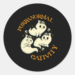 Halloween Fall Fun Cute Purranormal Cativity  Classic Round Sticker