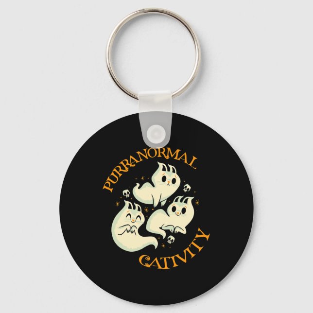 Halloween Fall Fun Cute Purranormal Cativity  Keychain (Front)