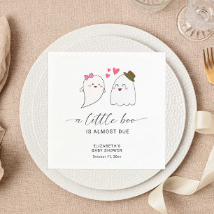 Halloween Fall Little Boo Baby Shower QR Code  Napkin