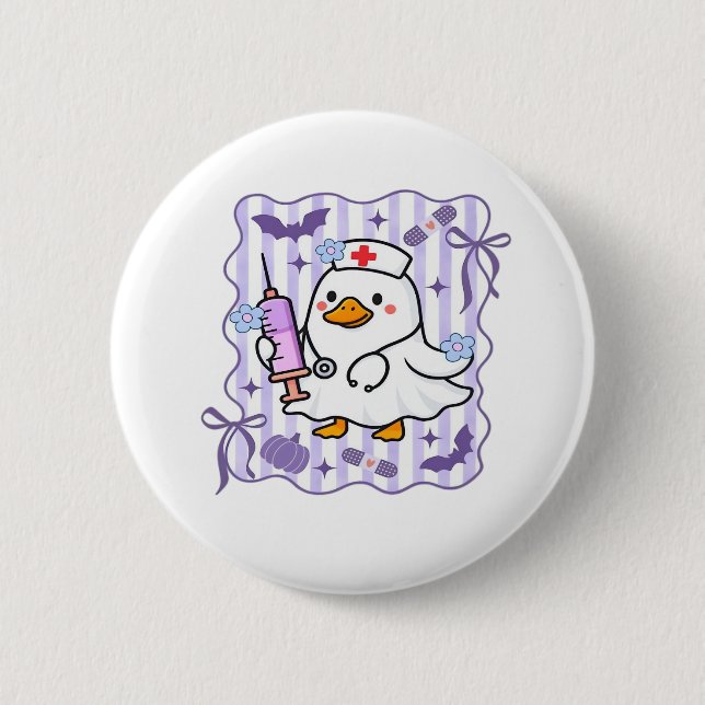 Halloween Fall Purple Coquette Goose Nurse Aesthet 2 Inch Round Button (Front)