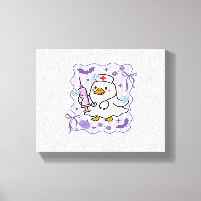 Halloween Fall Purple Coquette Goose Nurse Aesthet Canvas Print (Front)
