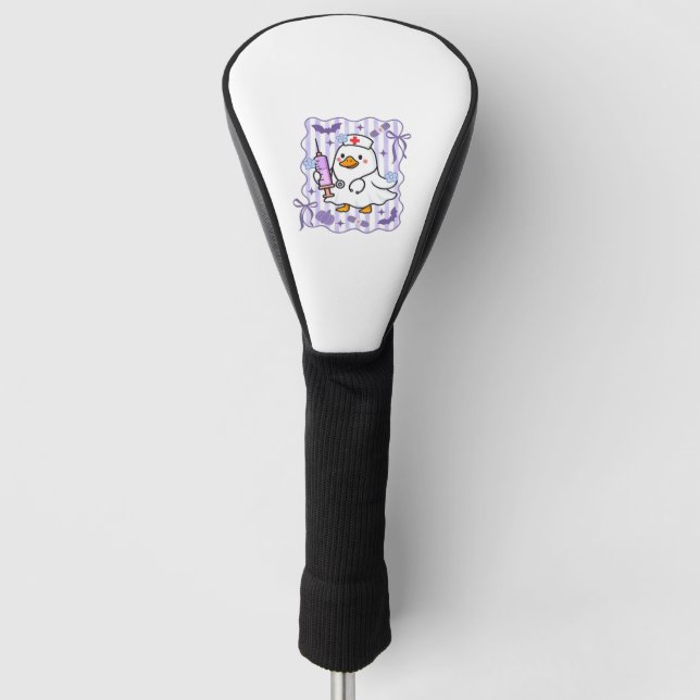 Halloween Fall Purple Coquette Goose Nurse Aesthet Golf Head Cover (Front)