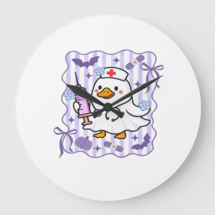 Halloween Fall Purple Coquette Goose Nurse Aesthet Large Clock