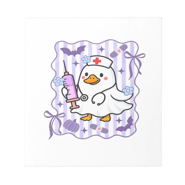 Halloween Fall Purple Coquette Goose Nurse Aesthet Notepad (Front)
