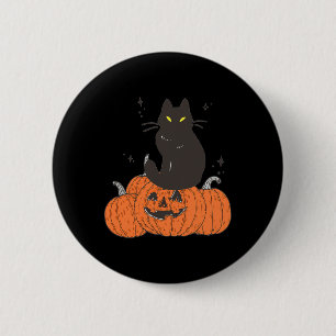Halloween Fall Spooky Cat With Pumpkin 2 Inch Round Button