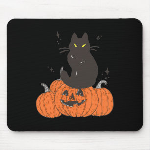 Halloween Fall Spooky Cat With Pumpkin Mouse Pad