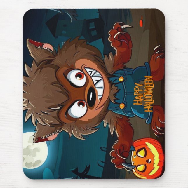 Halloween/Fall/Werewolf/Cartoon Mouse Pad (Front)