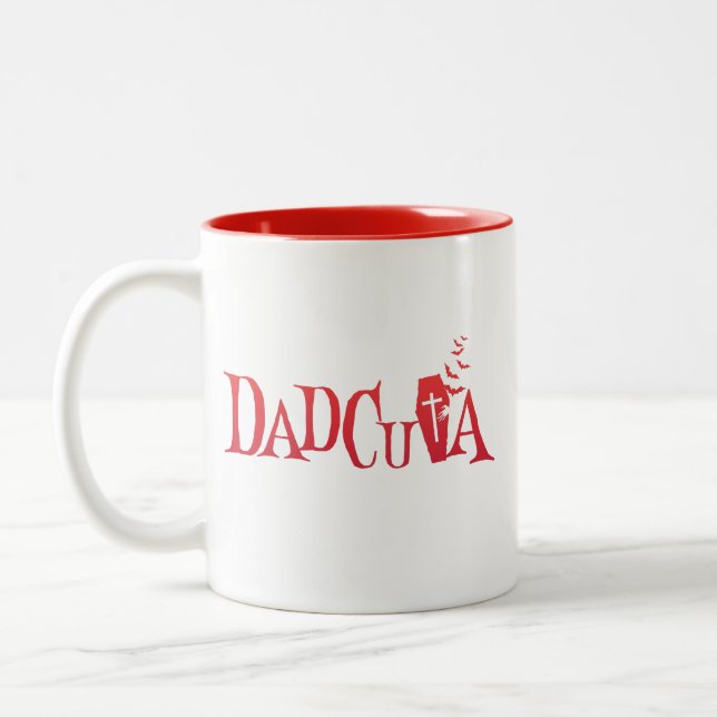 Halloween Family Matching Dad Dadcula Dracula  Two-Tone Coffee Mug (Left)