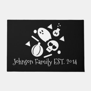 Halloween Family Minimalist Confetti Ghost Skull Doormat