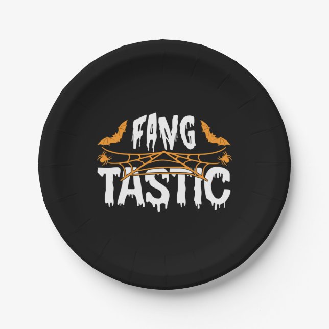 Halloween Fang Tastic Birthday Paper Plate (Front)