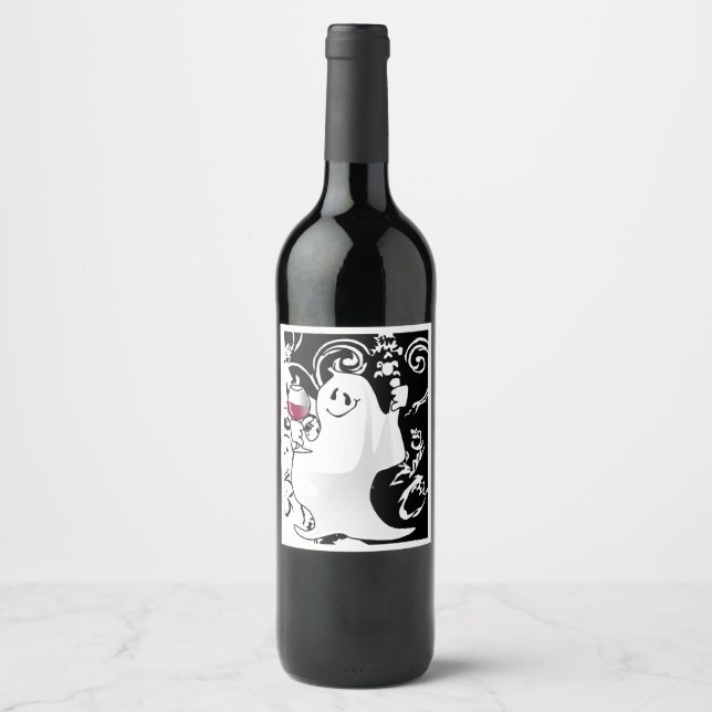 Halloween fantôme et spiritueux Étiquette du vin (Devant)